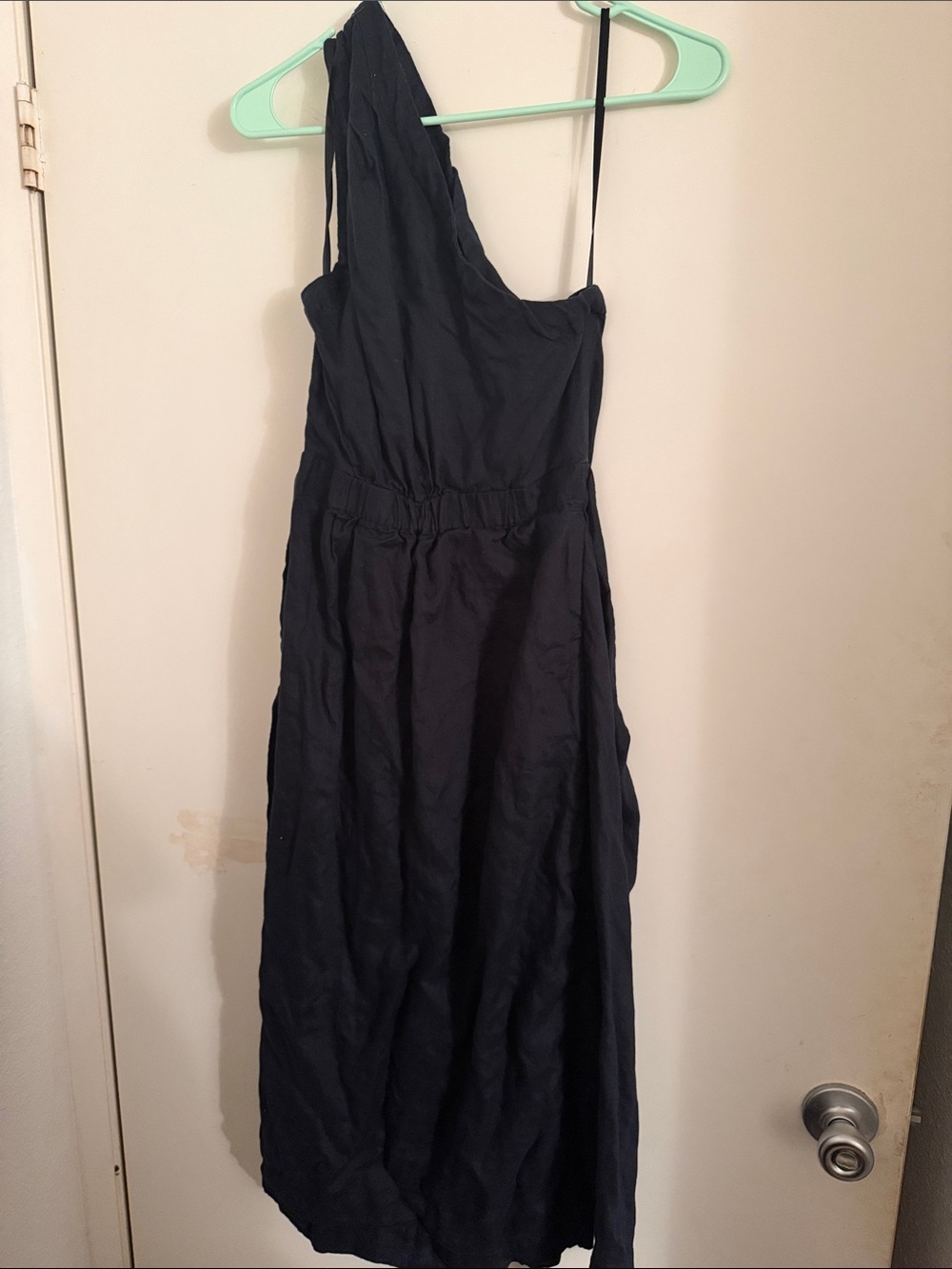 Anthropologie One-Shoulder Black Maxi Dress
